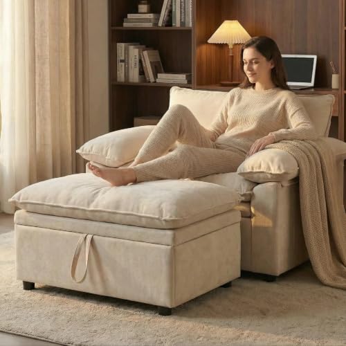 Furnimart Oversized Chair with Storage Ottoman