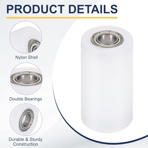 Rueda guía CNC de nailon blanco de 2-3/8 de largo para poleas y rodillos lineales 3