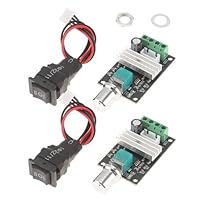AEDIKO 2pcs 6V 12V 24V 28V 3A 80W DC Motor Speed Controller (PWM) Speed Adjustable Reversible Switch 1203BB DC Motor Driver Reversing