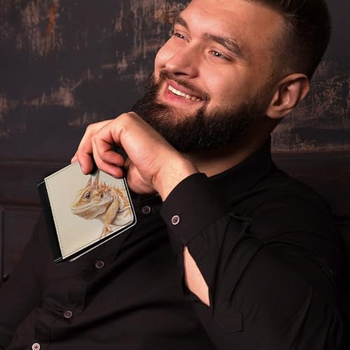Horned Lizard Cute Slim Bifold Wallet for Men Stylish Front Pocket Purse with Card Holder Slots4