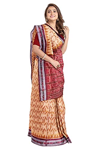 Image of Odisha Sambalpuri Handloom Ikat Women's Cotton Saree, Odisha Handloom Handmade Pure Cotton Khandua Saree, Ikkat Orissa Traditional Handloom Saree Without Blouse