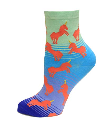 Image of Hot Sox Unicorn Anklet Socks, Mint, 1 Pair, Women Shoe 4-10