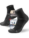 Juclise Sommerliche Merinowolle Quarter Wandersocken für Herren mit Kompression Anti-Blasen-Polsterung atmungsaktiv anti-schweiß(Onyx*2, L)