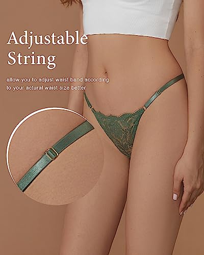 Image of SHARICCA Lace G-String Thongs for Women Adjustable Sexy Low Rise Underwear Breathable T-back Thongs Panties 3 Pack