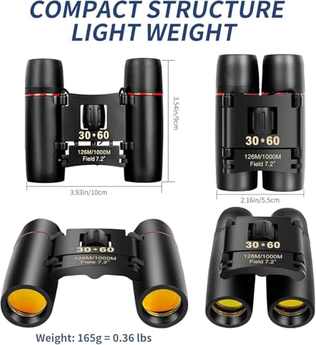 Image of 30x60 Small Binoculars, Mini Plastic Binocular for Travel Camping | 30x60 Portable Mini Binoculars, Binoculars Telescope for Outdoor Camping Hiking Traveling