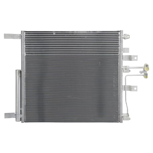 Image of TRQ A /C Condenser and Receiver Drier Assembly for 2013-2018 Ram 1500 | for 2019-2021 Ram 1500 Classic 2013-2018 Ram 1500 3.0L V6 3.6L V6 5.7L V8 Auto Trans with Transmission Oil Cooler Aluminum