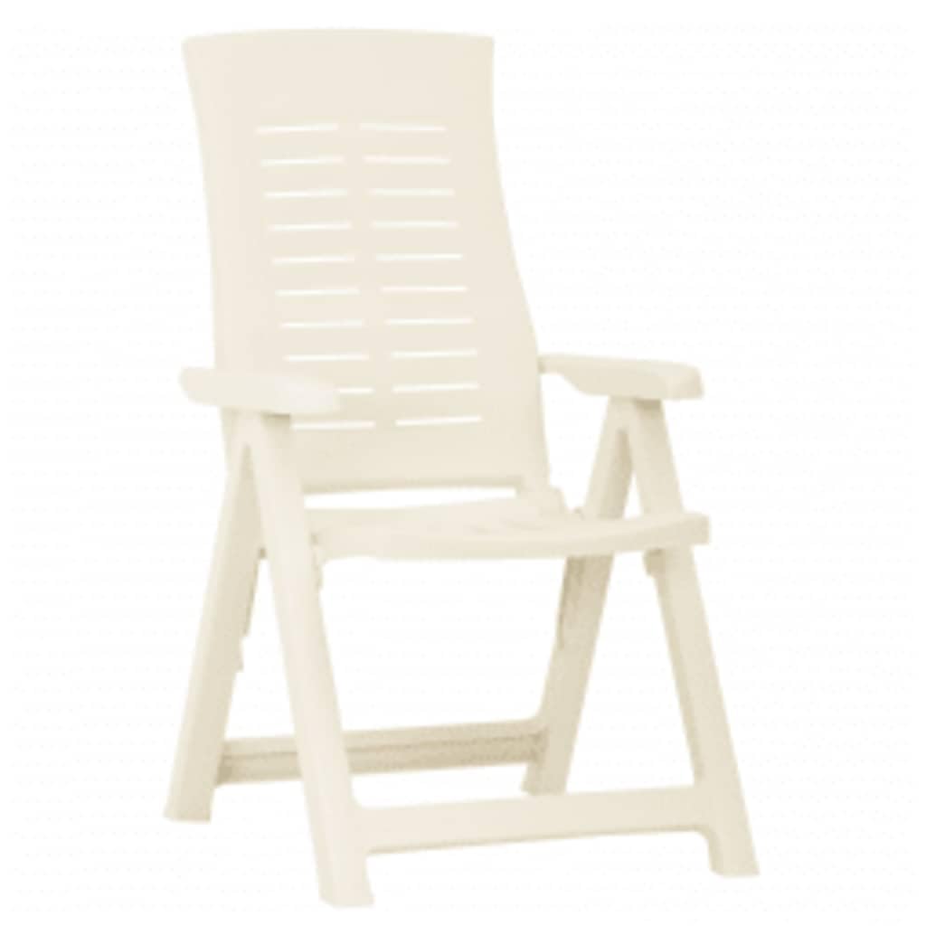 vidaXL 2X Sillas de Jardín Reclinables Plegables Sillón Exterior Balcón Terraza Patio Asiento Butaca Muebles Mobiliario Plástico Blanco