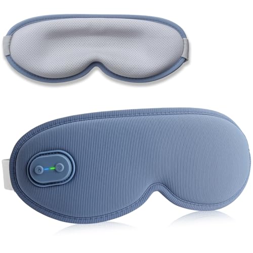 VINTEAM Kabellose Wärmebrille mit Akku – 3D Augenmaske für Trockene Augen, Entspannung und Linderung von Augenbelastung – Verstellbar, Komfortabel und Wiederaufladbar- Blau