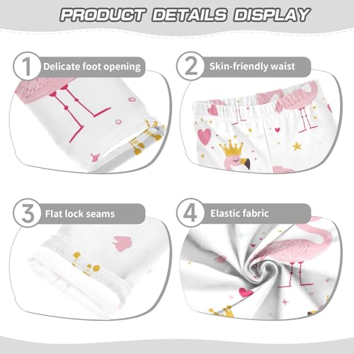 Wusikd Pink Flamingos Girls' Leggings Toddler Doodles Cute Kids Yoga Pants Dance Active Tights 4T3
