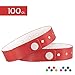 Price comparison product image OUCHAN Plastic Event Wristbands Red - 100 Pack Vinyl Wristbands For Parties
