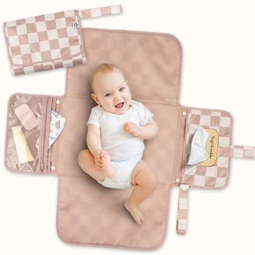 Tiny Twinkle Portable Diaper Changing Pad | Waterproof, Wipeable & Compact Baby Changing Pad for Travel | Smart Wipes Pocket & Organized Storage|...