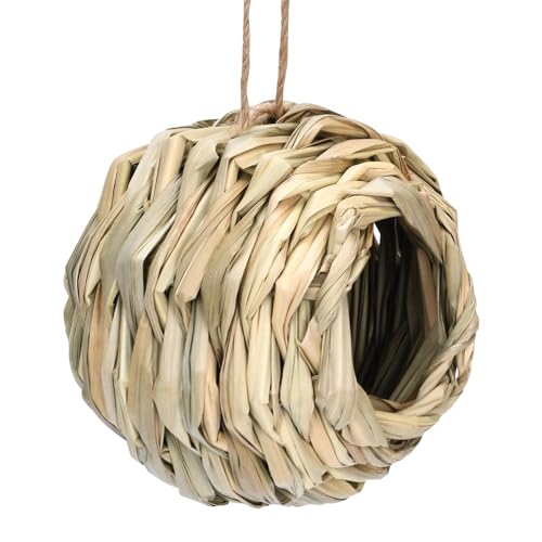 Maison pour colibri tissée à la main, nichoir pour oiseaux canaris pour l'extérieur, nichoir en paille en fibre naturelle, nid d'oiseaux pour repos, mangeoire pour oiseaux, nid de paille fait à la