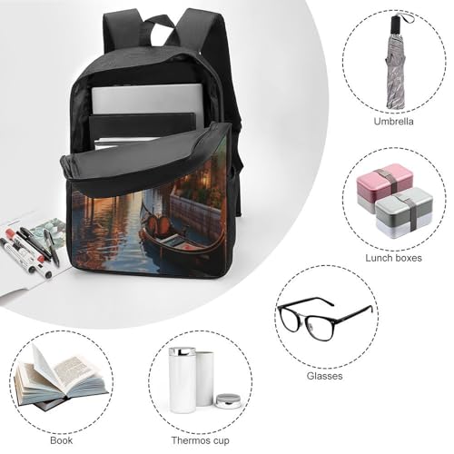 Sac à dos d'école Venise avec impression 3D haute capacité 43 cm - 3