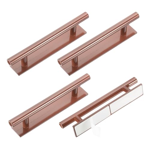 uxcell 4 Pack Self-Stick Push Pull Helper, 6 Inch Plastic Adhesive Cabinet Handles Round Stick-on Handle for Kitchen Cabinet Window Sliding Closet Door Wardrobe(Rose Gold)