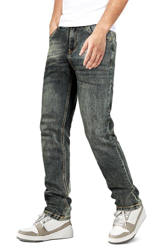 Mens Slim Fit Jeans Stretch Denim Pants for Men Tapered Leg Grey 33x302