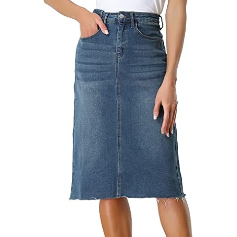 Allegra K Women's Casual High Waist Denim Skirt Cover