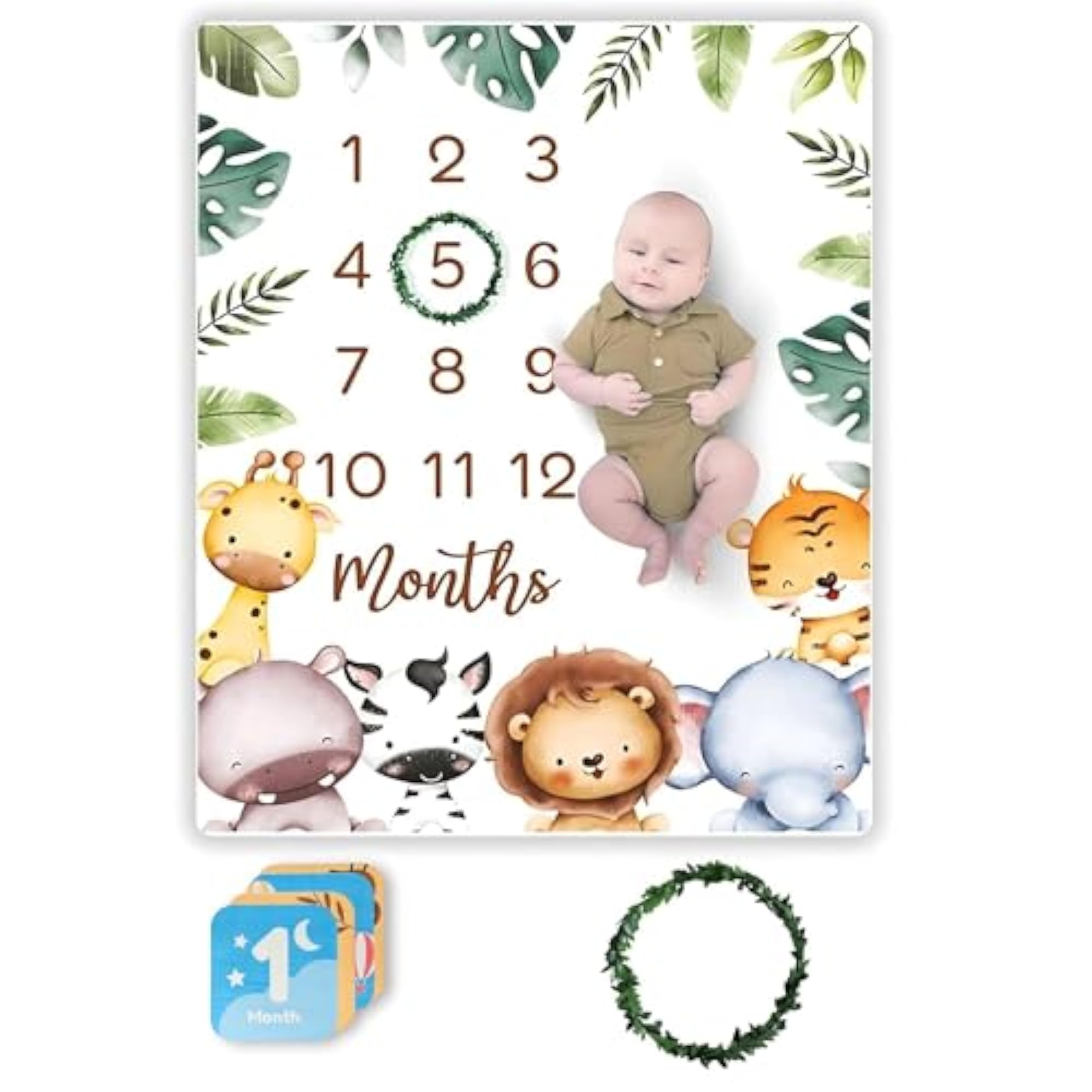 Baby Monthly Milestone Blanket for Photography, Gift Set