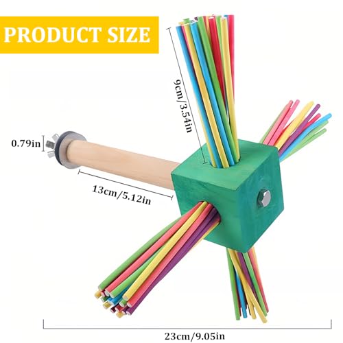 Image of Bird Toy Rotating Perch Toy, Wooden Parrots Ferris Wheel Toy with Colorful Wooden Sticks, Hanging Bird Stand Cage Accessories for Parakeet Parrot, Cockatiel, Budgerigar,Conure, Lovebirds (B)