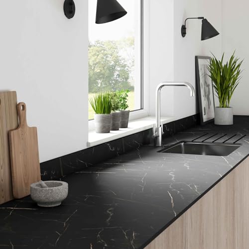 Image of Zenith Don Tello Marble Kitchen Backsplash – Premium Compact Laminate Panel, Elegant Marble Effect, Moisture Resistant & Easy Clean, Ideal for All Kitchens (3000mm × 600mm × 9mm)
