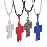 AEORIWNJIN Men Fashionable Luxury Cartoon Rhinestone Billie Pendant Necklace Trendy Hip Hop Unisex Billie Pendants Gemstone Lock Chain Women