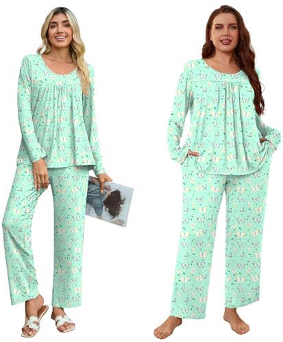 POPYOUNG Womens Pajama Set 2 Pieces Fall Long Sleeve Pjs Winter Ladies Pajamas Lounge Sleepwear with Pockets2