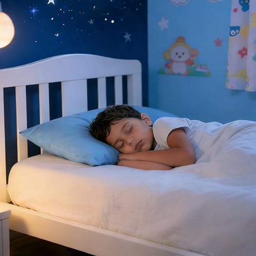 Image of NTBAY 2 Pack Toddler Pillows with Pillowcases, Soft Cotton Down Alternative 13x18 with Microfiber Zippered Pillowcases for Sleeping in Crib Bed - Machine Washable - Breathable Travel Pillow, Sky Blue
