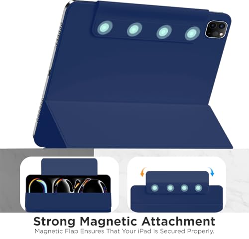 Image of Robustrion Cover for iPad Pro 13 inch M4 [Magentic Attach] Case for iPad Pro 13 inch 2024 M4 [Auto Sleep Wake Support] - Navy