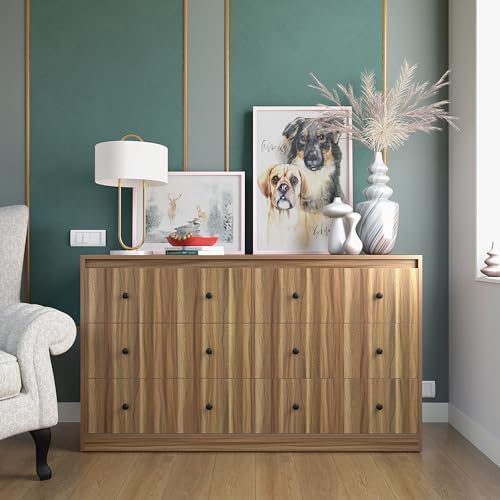 Image of Studio Kook Liva Engineered Wood Chest of Drawers with 6 Drawers (Matte Finish) (Walnut)