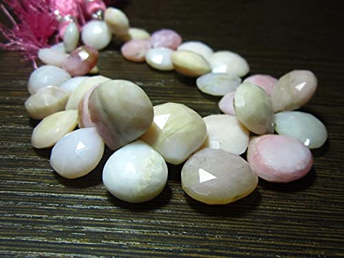 Opale rose du Pérou en briolette cœur facetté LKBEADS fil perle naturelle 8-14mm