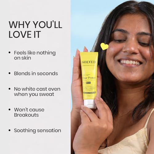 Image of The Solved Skin Clear Protect Sunscreen SPF 50+ PA++++ | Oil-Free Fluid Gel Sunblock | Lightweight Quick Absorbing | Zero White Cast | New Gen UV Filters | For Acne Prone & Sensitive Skin (10ml)
