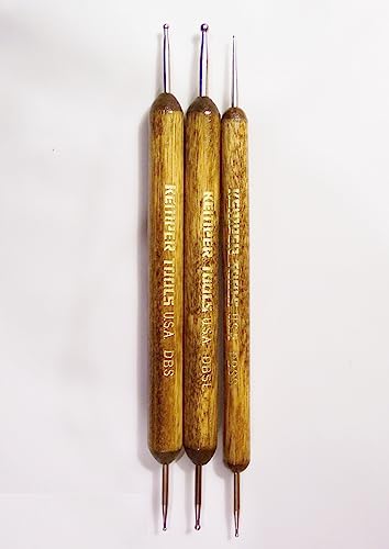 Morezmore M00085 3pc Kemper Double Ended Ball Stylus Set of 3 Sizes Small Medium Large 0.5-2.5 mm Clay Sculpting Tool QC1