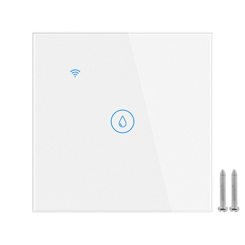 WiFi Smart Heizung Timer Schalter Wand Touch Kessel Schalter Kompatibel mit Alexa, Home, Smart Life APP (Weiß, 40A 8000W)