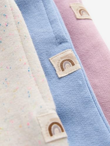 NEXT Mädchen Jogginghose mit weitem Bein, 3er-Pack Pink/Blue/Oatmeal 74-80