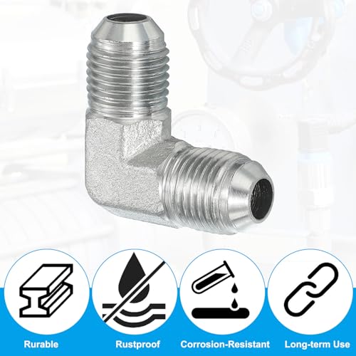 Image of PATIKIL Hex Reducing Nipple Connectors Pipe Adapter 9 /16 inch Male 37 Flare JIC x 9 /16 inch g Male 90 Adapter, Pipe Fitting Reducer Nipple Adapter Plated Steel Hydraulic Fitting
