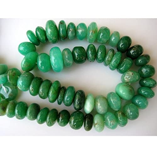Chrysoprase Rondelles 12mm : perles vertes naturelles en fil de 9 pouces