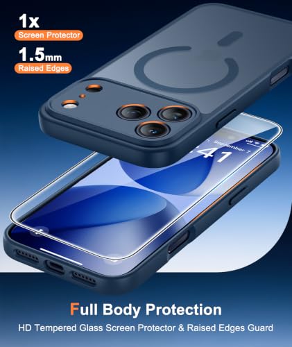 Image of FNTCASE for iPhone 17 Pro Case: Translucent Blue Slim Cases Compatible with MagSafe, Full Camera Protection & Tempered Glass Protector, 14FT Military Grade Drop Tested, Matte Skin-Friendly Cover