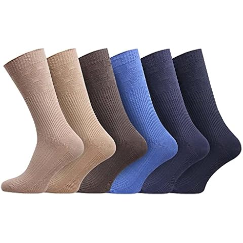 Mens Diabetic Socks Cotton Rich Unique Non Elastic Welt Design (1871 Assorted, 6) Cover
