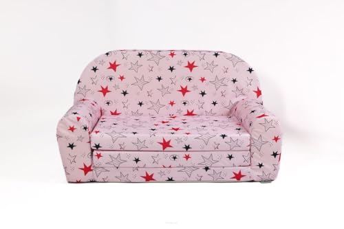 FORTISLINE - Divano Mini Pieghevole per Bambini 2 in 1 - 40 x 78 x 45 cm - Letto in Schiuma - Rivestimento Rimovibile - Molti Motivi
