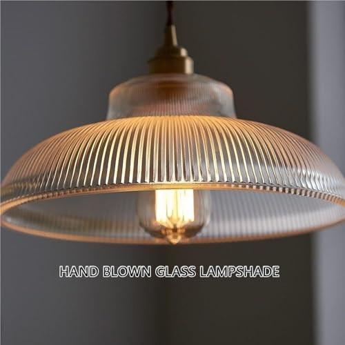 Lámpara colgante de vidrio a rayas retro con altura ajustable para cocina 6