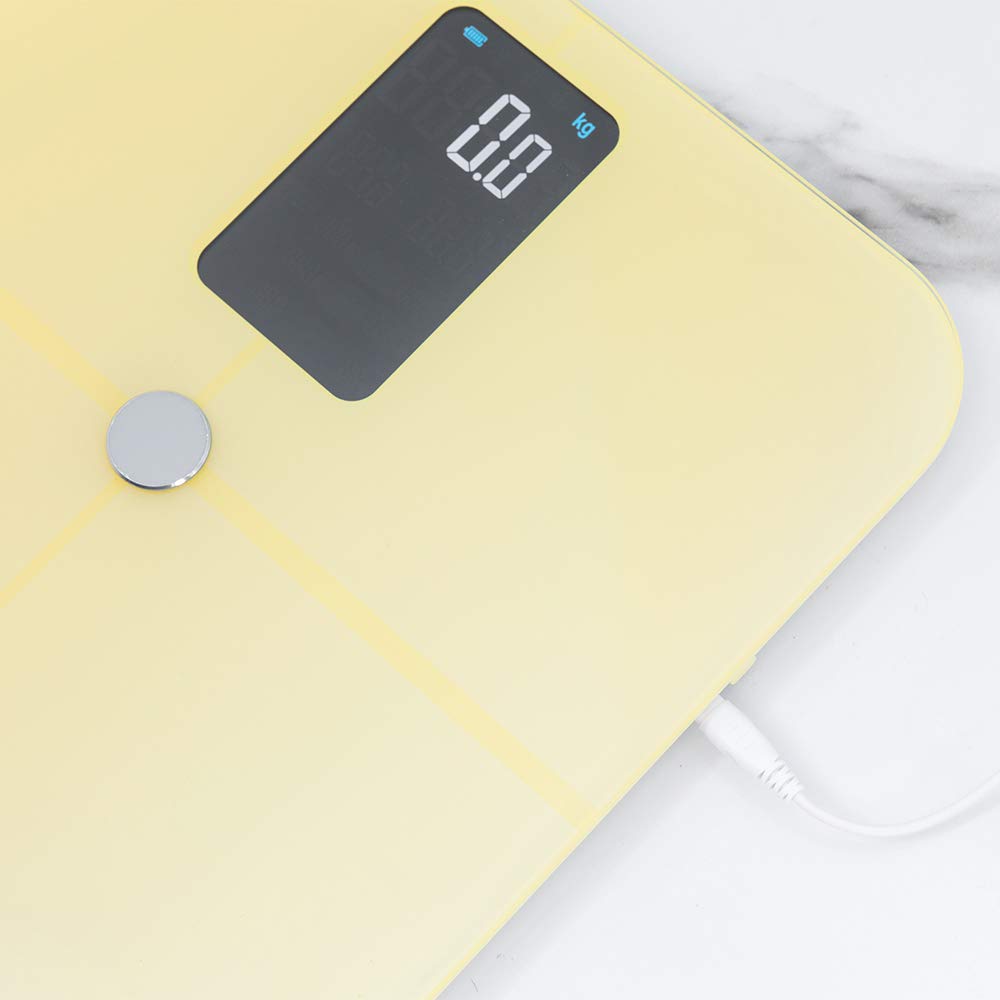 Cecotec Pèse-Personne intelligent Surface Precision 10400 Smart Healthy Vision Yellow. Mesure de la bio-impédance, Grand écran, Jusqu’à 15 paramètres différents