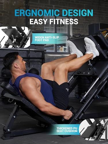 2-In-1 Leg Press & Hack Squat Machine Combo for Home Gym, 45-Degree Linear Bearing Leg Press Machine with 800LB Capacity, Safety Guards & Weight Storage, Compact Lower Body Workout Equipment for Glute