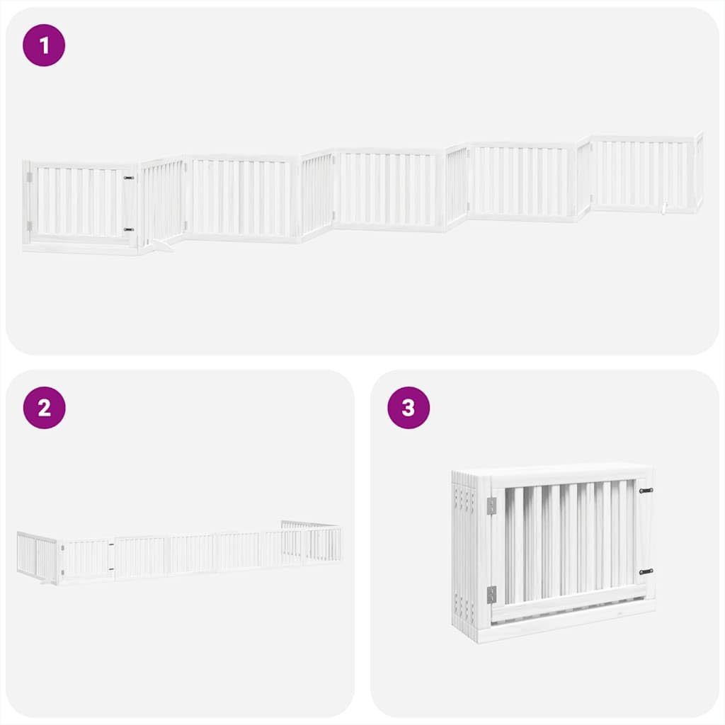 Puerta plegable para perros de 15 piezas con puerta de madera de álamo, rejilla para perros con puerta con cerradura, puerta para perros sin taladrar, para seguridad de mascotas