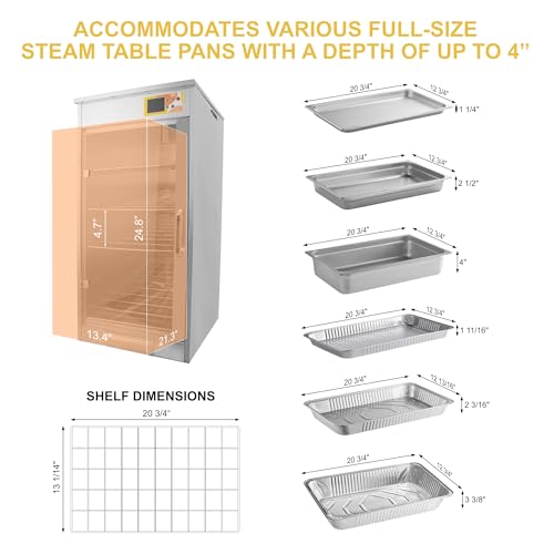 5-Shelf Electric Fan Circulated Hot Box Food Warmer for Holding 4\" D Full-Size Steam Table Pans, Countertop Heated Holding Cabinet for Pizza Pretzel, Catering Warming Oven w/Water Tray, 120V, 600W