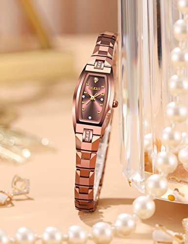 Image of OLEVS Small Face Watches for Women Square Elegant Slim Tungsten Steel Women's Wrist Watches Waterproof Luxury Diamond Watches for Women Analog Quartz Dress Watch for Women Relojes De Mujer