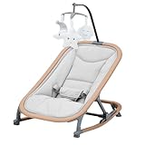 Thinkmax バウンサー 2in1バウンシングシート 生後1カ月頃~ 3段階調節 組立不要 折り畳み 持ち運び 軽量 静音 ゆりかご 新生児対応 赤ちゃん 出産祝い プレゼント グレー