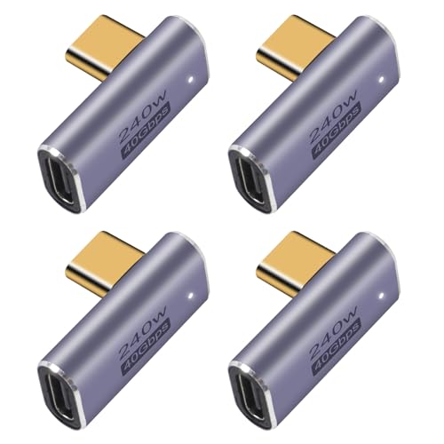 Connecteur USB C femelle 40 Gbit/s adaptateur coudé 90 degrés transfert vidéo 8K et charge 240W
