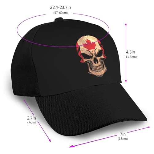 Canadian Flag Skull Unisex Classic Adjustable Curved Brim Baseball Cap, Trucker Hat2