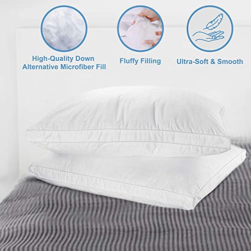 Maxi Deluxe Pillows For Sleeping - 100% Cotton Shell, Down Alternative Fiber Fill, Only Quality Fabrics Used And Breathable Cooling Bed Pillows (Standard 20X26 - 2 Pack) #TOP3