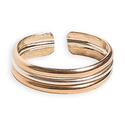 Toe Ring | Triple Stack 14K Gold Fill and Sterling Silver Toe Ring | Unisex - One Size Fits All | Made in The USA