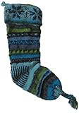 Handknit Wool Christmas Stockings (Teal Green Stripe)